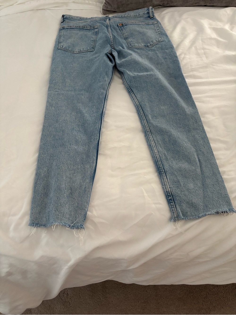 H&M Light Wash Straight-Leg Jeans - Frayed Hem